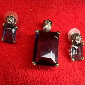 Vintage, Michael Morrison MX amethyst pendant and earring set